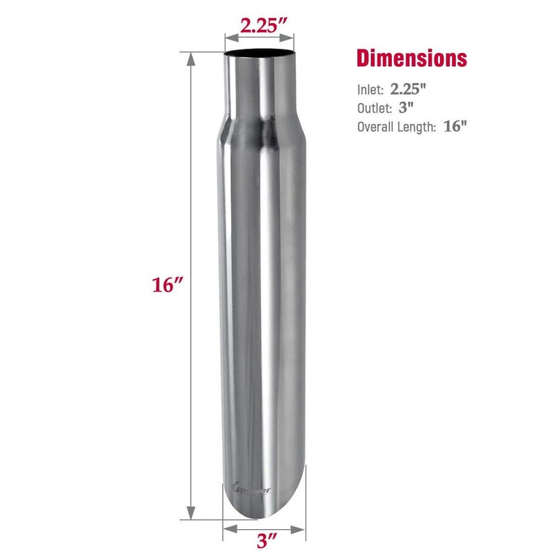 Upower Exhaust Tip 2.25" Inlet 3" Outlet 16" Long Weld On Tailpipe 2 1/4" to 3" for Car Trucks Universal 304 Polished Stainless Steel Angle Cut - Image 4